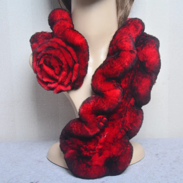 Sciarpa in vera pelliccia di coniglio Rex addensata invernale da donna per donna, collo, scaldacollo, coprispalle, fazzoletto da collo lavorato a maglia 2