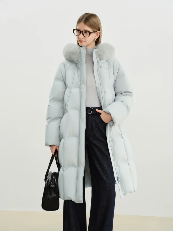 ZIQIAO Petite Piumini da donna Inverno 2025 Nuovo piumino con collo in pelliccia di volpe stile coreano addensato Dolce che riduce l'età 2