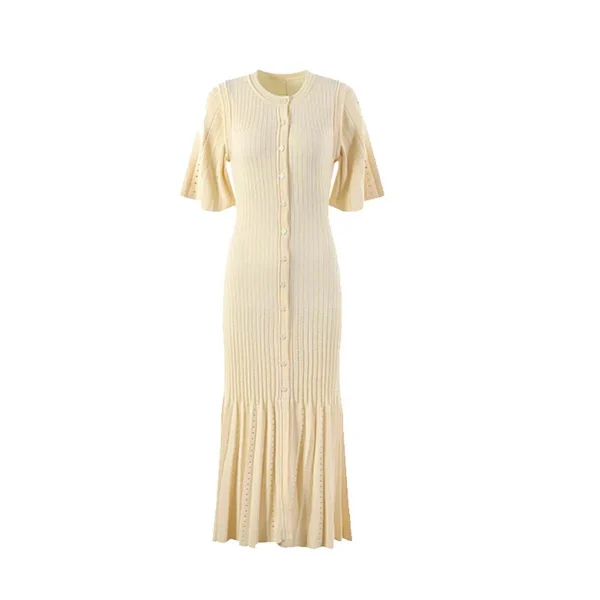Estate primavera nuova fragranza francese elegante abito a sirena lavorato a maglia dimagrante di fascia alta abito in maglia a coda di pesce dimagrante cava 4