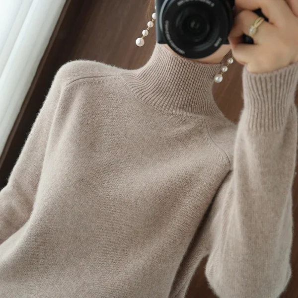 Casual autunno inverno donna maglioni dolcevita manica lunga pullover caldi spessi moda maglieria coreana maglioni di base 2025 4