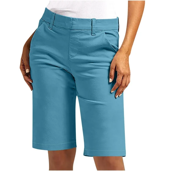 Pantaloncini dritti tinta unita moda casual da donna Pantaloni sportivi vestibilità a vita alta Pantaloni da pendolarismo quotidiano a casa 4