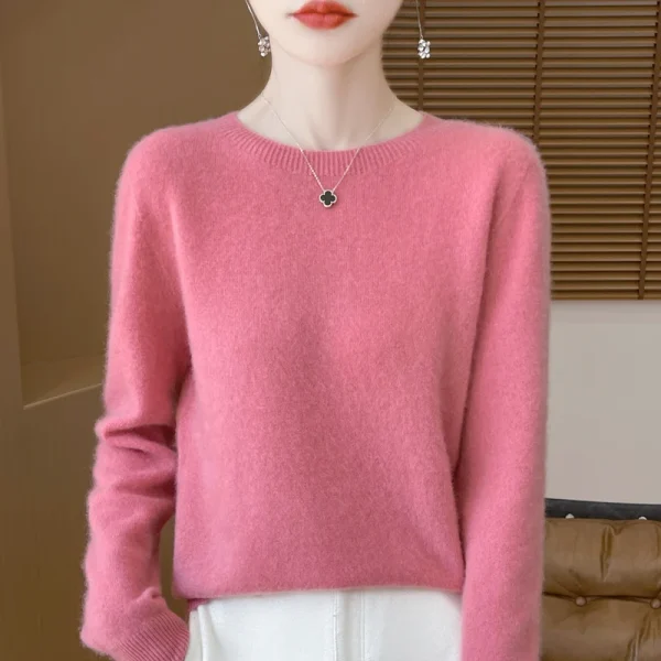 Maglione di lana merino 100% nuovo autunno inverno abbigliamento donna pullover con o-collo moda top in cashmere che tocca maglieria a maniche lunghe 6
