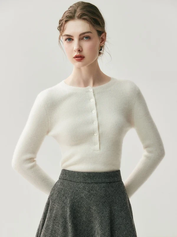 Elegante maglione 100% cashmere Pullover da donna Autunno Inverno Caldo vestiti a maniche lunghe O-Collo Quotidiano Ufficio Slim Basic Top lavorato a maglia 2