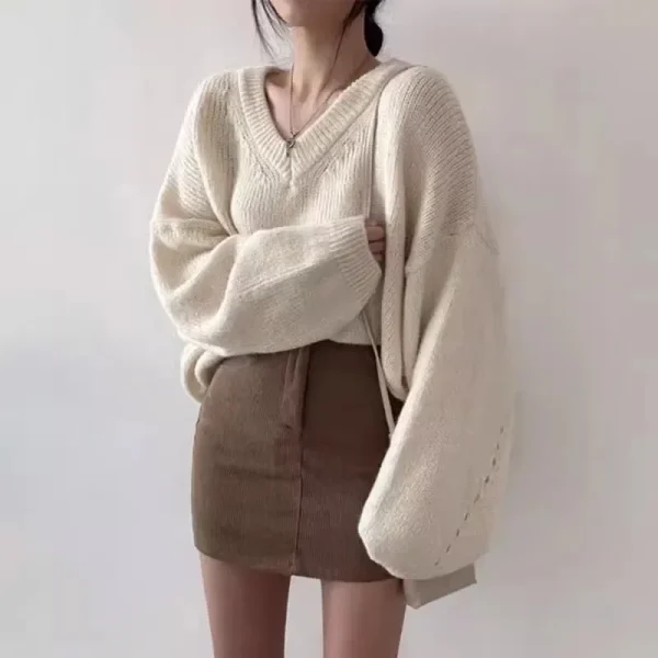 Corea del Sud Dongdaemun Moda Confortevole Nuova Tendenza Abbigliamento Donna Maglia Allentata Casual Manica Lunga Pullover Maglione A222 3