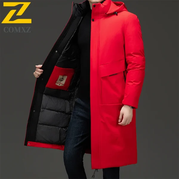 2025 Giacche invernali estese Giacca da uomo imbottita in cotone caldo spesso di marca di fascia alta Moda Casual Berretto staccabile Parka a prova di freddo 2