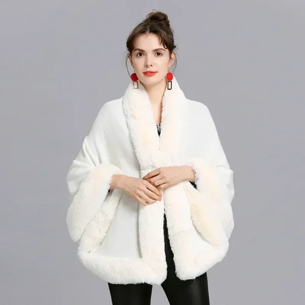 10 colori inverno donna collo in pelliccia di volpe sintetica poncho mantello soprabito grande scialle a pendolo finto cashmere caldo mantello streetwear 1