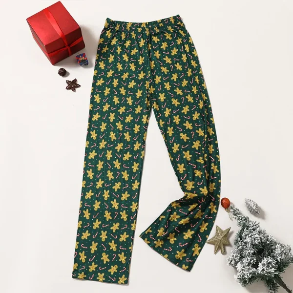 2025 Pantaloni da notte delle nuove donne Stampa allover Look natalizio Pantaloni lunghi in vita elastica allentata morbida Look natalizio Pantaloni da casa femminili 5