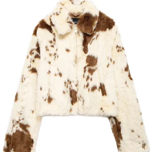 Moda Donna 2024 Autunno e inverno in Europa e negli Stati Uniti nuovo risvolto tasche laterali design zip frontale maniche lunghe caldo cappotto retrò semplice versatile pelliccia sintetica cappotto contrasto 1