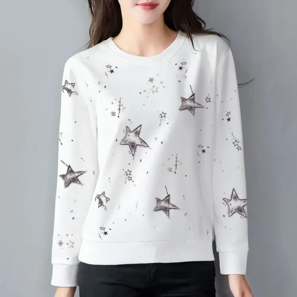 Donna primavera autunno girocollo Pullover lanterna manica lunga geometrica pianta e fiori stampa t-shirt Casual Office Lady top 4