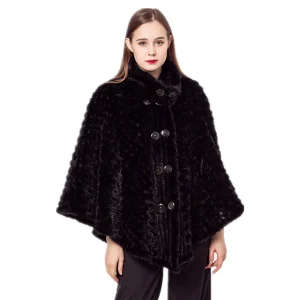 Scialle in pelliccia di visone lavorato a maglia per la cena, nuovo Design francese, sciarpe Poncho per le donne, B210723 1