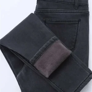 2022 Jeans invernali da donna in pile dorati all'interno ispessimento pantaloni in denim pantaloni caldi a vita alta jeans femminili pantaloni da donna 1