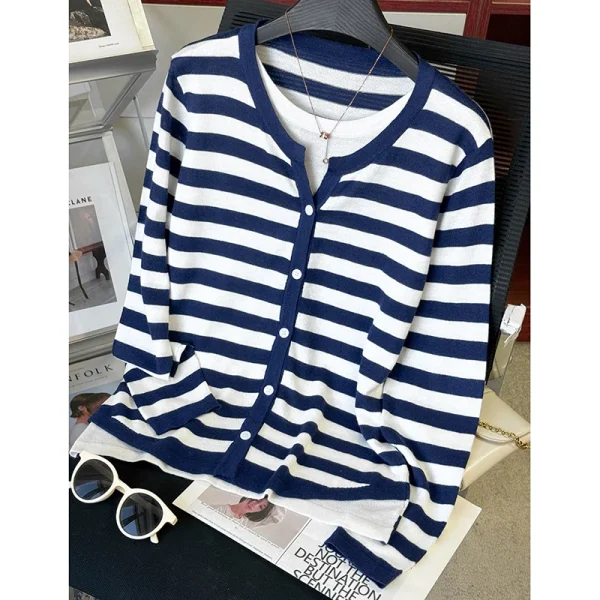 WinvyNee Donna Cardigan di lana Maglione Solido a righe Casual Tuta sportiva calda Maglieria Top Autunno Inverno Abbigliamento donna B1107007 3