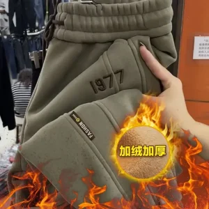 Pantaloni casual da donna con fodera in pile con coulisse, pantaloni sportivi stile harem ricamati 1
