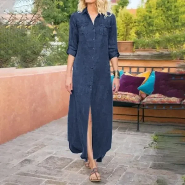 Abito da donna in denim monopetto casual tinta unita sciolto estate nuova taglia S-5XL da donna, design ampio, confortevole e casual 2