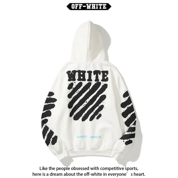 OFF-WHITE CO VIRGIL ABLOH Hiphop Style Wave Line Felpa con cappuccio stampata Uomo Donna Autunno Inverno Nuovo arrivo Abbigliamento 4