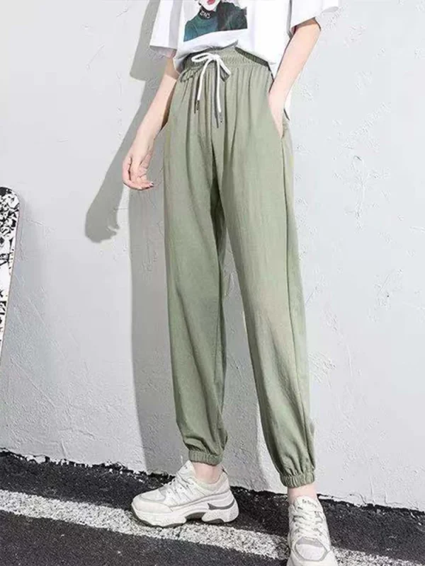 Pantaloni stile harem da donna invernali con coulisse in pile lungo addensato Y2K pantaloni sportivi pantaloni sportivi pantaloni caldi di colore solido casual 3