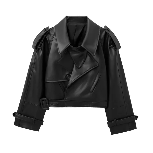 MUJER Giubbotti bomber in ecopelle da donna Giacca corta moda Donna Streetwear Capispalla Giacca a maniche lunghe Cappotti da donna 4