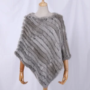 2021 vendita calda donne scialle di pelliccia di coniglio reale naturale lavorato a maglia vera pelliccia di coniglio Poncho sciarpa autunno inverno pelliccia di coniglio Pashmina 1
