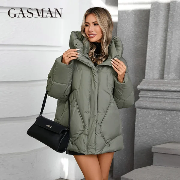 GASMAN 2024 Piumino invernale collezione Moda Solid Colletto rialzato Cappotto da donna Eleganza Giacche da donna con cappuccio 88613 5
