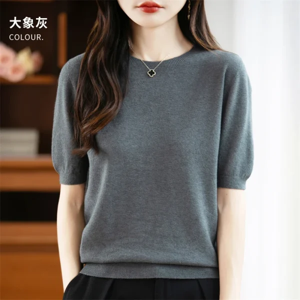 Autunno/inverno donna O-Collo basic caldo pullover casual moda manica corta 100% lana maglione lavorato a maglia 22 colori. 4
