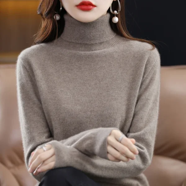 100% lana merino maglione di cashmere donna maglione lavorato a maglia dolcevita pullover a maniche lunghe autunno inverno abbigliamento caldo maglione top 2