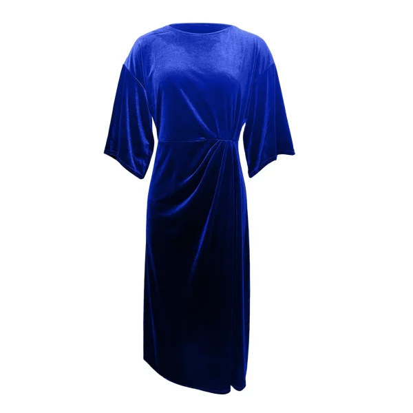 Abito lungo in velluto dorato di lusso per donna Elegante vita elegante manica a pipistrello Abito a maniche lunghe Abiti da sera autunnali Abiti 2