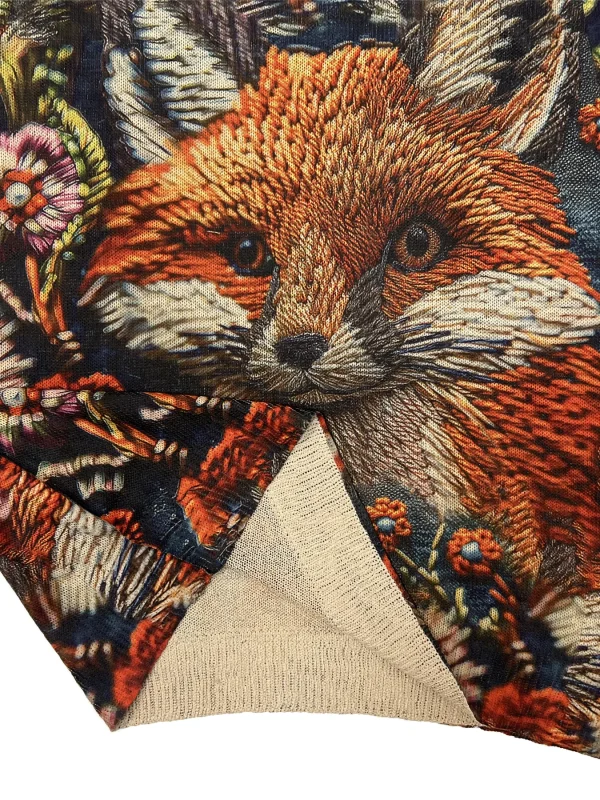 Maglione con stampa animalier volpe maglione casual girocollo a maniche lunghe adatto per abbigliamento donna primaverile e autunnale 5
