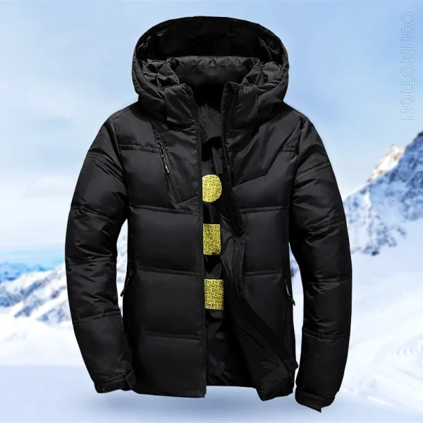 Piumino d'anatra bianco da uomo Cappotto invernale da uomo Berretto rimovibile antivento Parka Tinta unita Cappotto casual con cappuccio da esterno 2