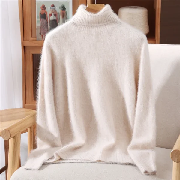 Donna 100% visone maglione di cashmere dolcevita pullover strato base multicolore maglieria autunno inverno slim basic alta resistenza top 4