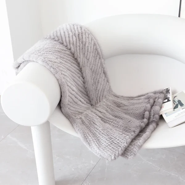 2020 scialle di pelliccia di visone lavorato a maglia da donna 100% mantelle di pelliccia vera zaffiro grigio signora inverno importato sciarpa di pelliccia di visone cravatte avvolge silenziatori 5