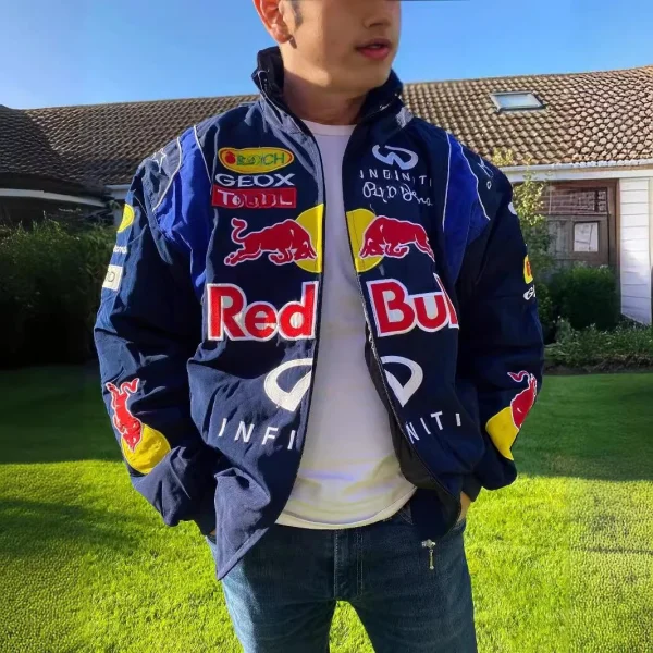 Red Bull Racing F1 Giacca da motociclista primaverile e autunnale stile sportivo Manica lunga allentata casual stampata nera 2