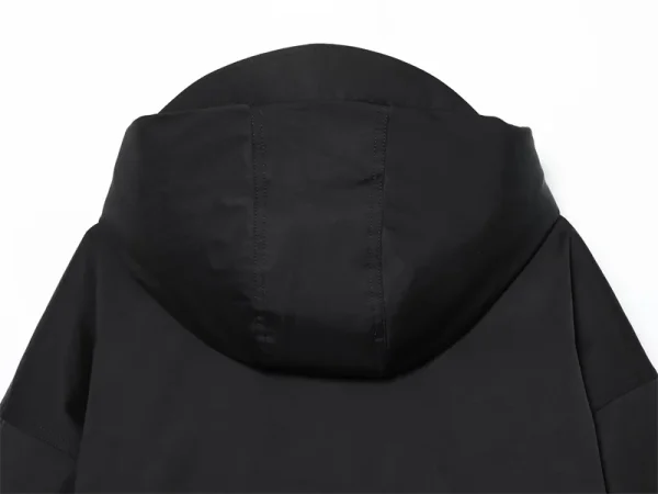 Cappotto da donna 2025 Autunno Nuovo stile Nero Manica lunga con cappuccio Giacca semplice antivento impermeabile Moda casual Versatile 6