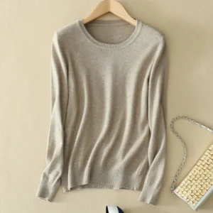 2025 Autunno Inverno Maglione Donna Manica lunga O-Collo Top in maglia Solido Slim Fit Camicia che tocca il fondo Moda coreana Pullover Maglieria 1
