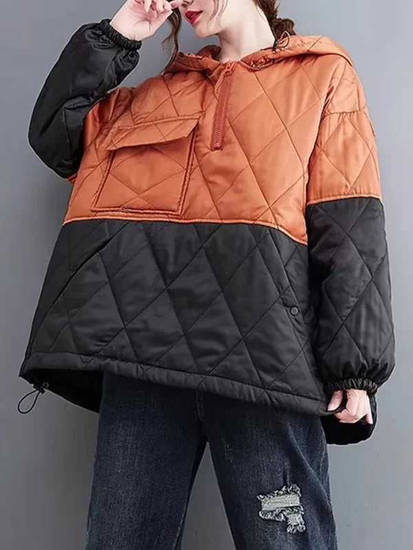Amax luluE Felpe con cappuccio dal design trapuntato allentato moda invernale coreana Donna Casual Abbigliamento caldo con cappuccio Felpe classiche di lusso da donna 5