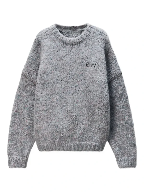 AW 2025 Inverno Nuovo nel marchio maglione lavorato a maglia per uomo e donna Wang unisex grigio pullover oversize maglieria top con cappuccio vestiti 6