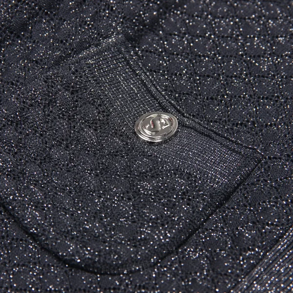 Abito da donna slim fit in pizzo con bottoni a fila singola, collo rotondo lavorato a maglia in seta brillante elastica alla moda di alta qualità 3