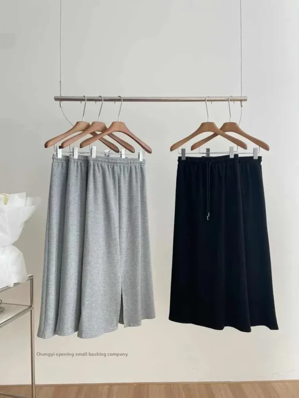 Gonna sportiva casual a gamba dritta a vita alta ispessita primavera autunno Gonna lunga a metà corpo divisa per donna 3