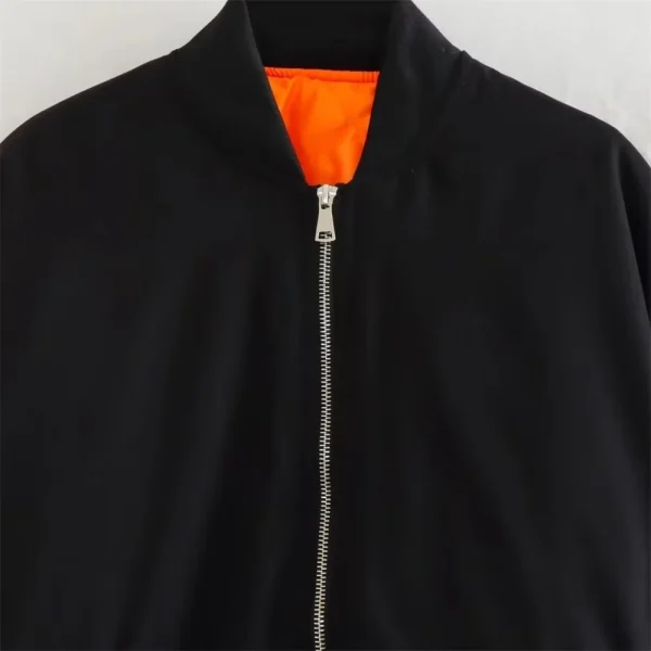 Autunno/Inverno nuova giacca da pilota casual in cotone con vestibilità ampia da donna, giacca da baseball, colletto a maniche lunghe 3