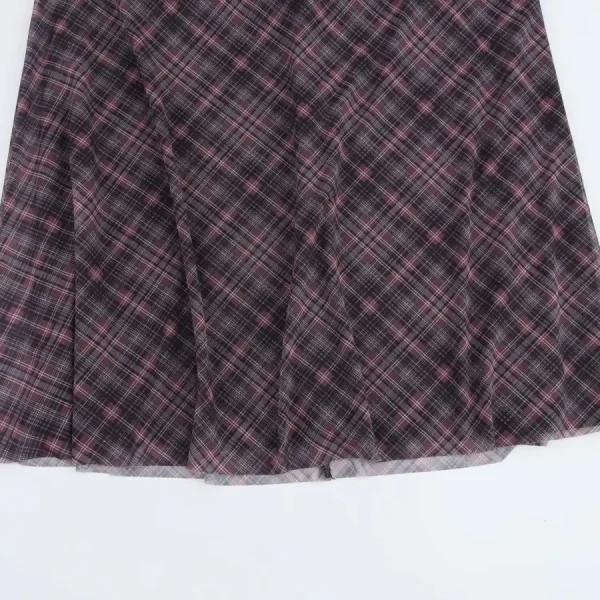 ETJ 2025 Primavera nuova elegante moda donna plaid stampato tessuto a rete di seta elastico in vita gonna MIDI gonna modello A-line 5