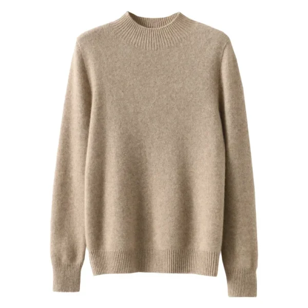 Maglione da donna autunno inverno moda coreana camicie con fondo caldo collo mezzo alto maglieria basic pullover a maniche lunghe solidi 5