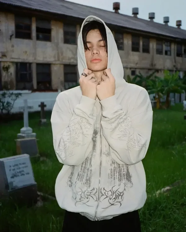 Felpa con cappuccio con zip alla moda gotica con stampa estetica vintage primavera autunno Felpa Hip Hop Casual Y2k Top Donna Uomo Kpop Abbigliamento 3