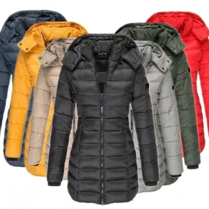 Inverno Addensare Caldo Parka da donna Cerniere in tinta unita Cappotti Manica lunga Imbottito Puff Giacca di media lunghezza Sottile Felpa con cappuccio femminile Parka 1