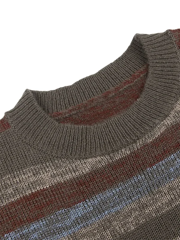 Maglione con stampa a righe Vintage da donna girocollo manica lunga moda autunno Casual Pullover allentato maglione top 2024 nuovo Streetwear 5