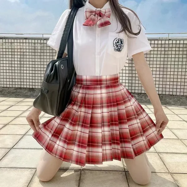 Minigonna scozzese in stile giapponese Set uniforme da studente Coltello delicato Gonna uniforme JK Gonne a mezza lunghezza Studente vento accademico 4