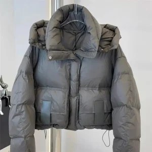 Parka da donna Inverno Avvertimento Giacca da donna allentata casual Piumini Giacca invernale da donna oversize solida Piumino in morbido cotone 1