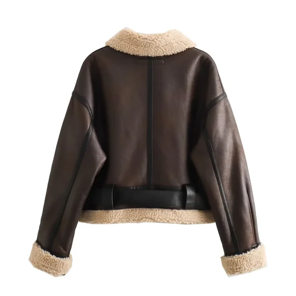 2024 Autunno/Inverno Nuovo Prodotto Casual Abbigliamento da Donna Colletto Flip Pelliccia Integrata Cappotto Corto Allentato e Versatile 5
