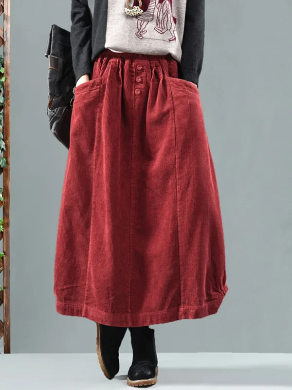 Amax luluE Coreano Inverno Donna Moda Gonne di velluto a coste Donna Allentato Per il tempo libero Abiti vintage Donna Classico di lusso Streetwear 3