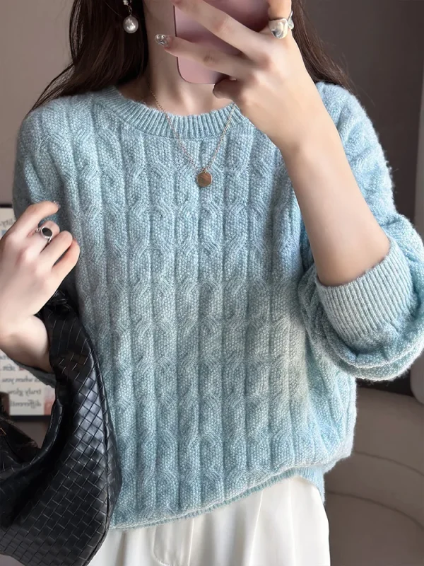Moda 100% lana australiana Maglione Cashmere Pullover Donna Maglieria O-Collo Manica lunga Autunno Inverno Nuovo Abbigliamento Basic Top 4