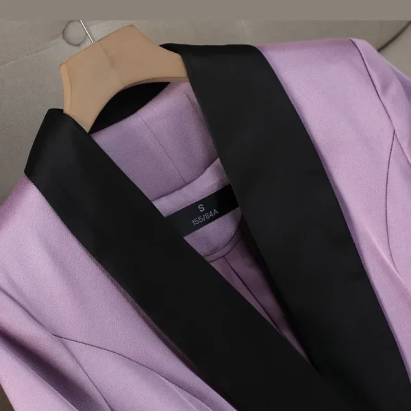 NAVIU Abbigliamento da lavoro da lavoro Set da 2 pezzi Viola Rosso Giallo Albicocca Giacca a maniche lunghe e pantaloni da donna Pantalone da lavoro formale 6
