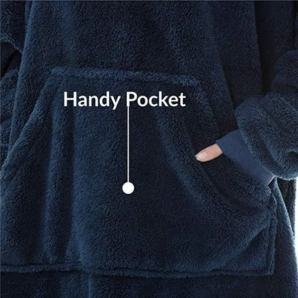 Nuovo inverno donna doppia faccia in pile con cappuccio coperta oversize grande tasca calda coppia felpe larghe abito da donna e da uomo 5